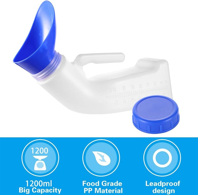 YSYONM Urinals for Men Women Unisex Urinal Bottle Spill Proof Portable Pee Bottles Female Urinal Screw Cap Lid and Funnel for Car, Travel, Elderly & Incontinence 1 Pack 1200ML - Image 4